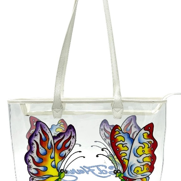 PVC tote bag w ED Hardy Butterfly graphic.  Absolutely beautiful! - Picture 2 of 3